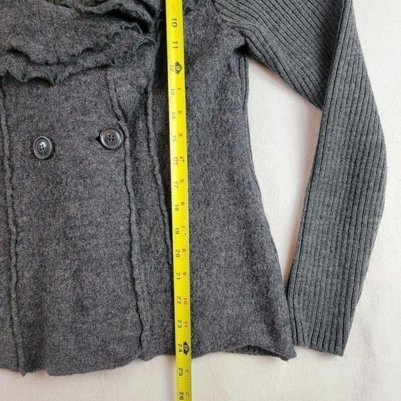 Elena Solano Button Cardigan Medium Women Gray Long Sleeve Wool - Picture 2 of 7